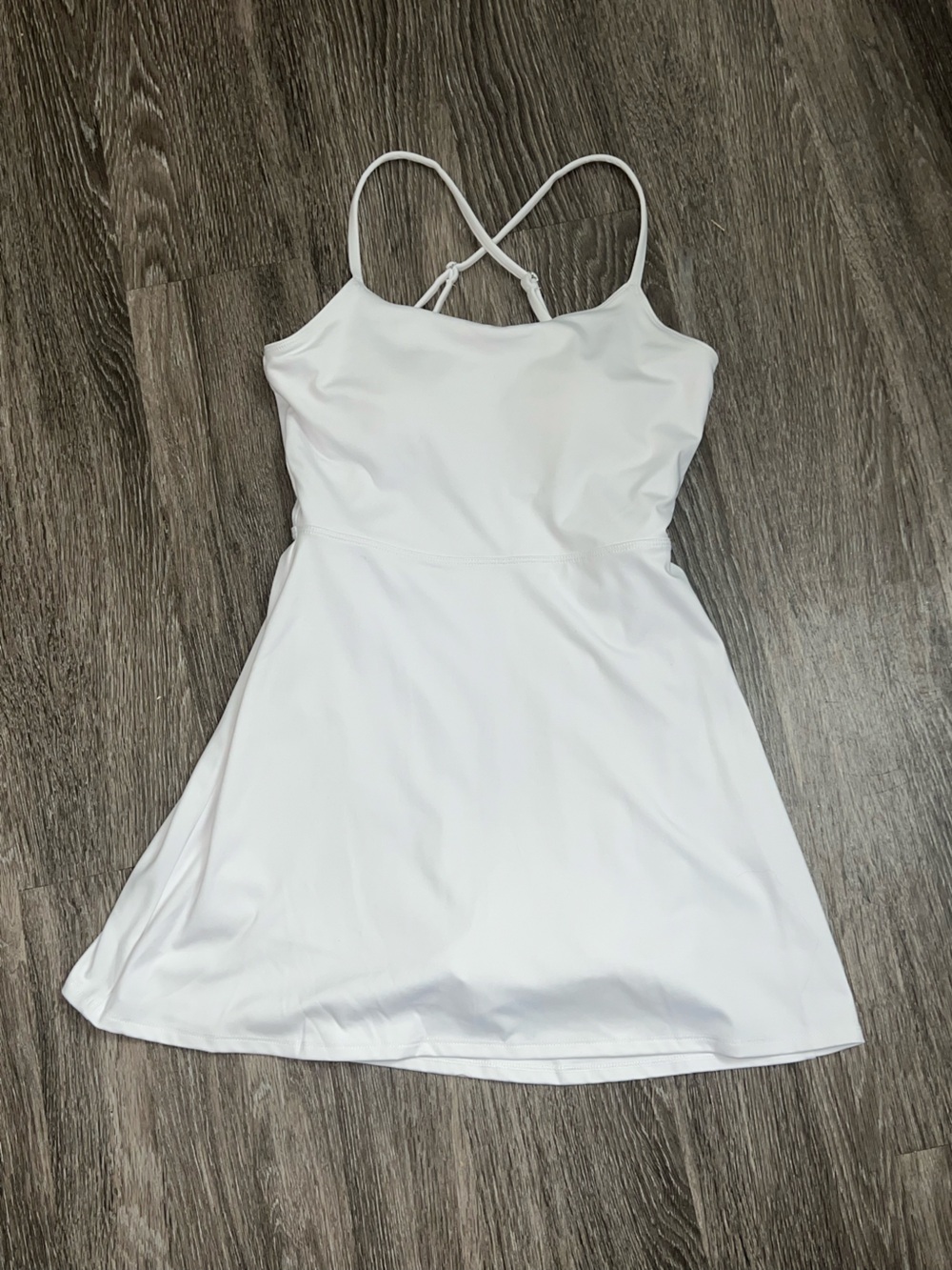SO Women’s White Strappy Skater Dress with Built in Bra and Shorts Small